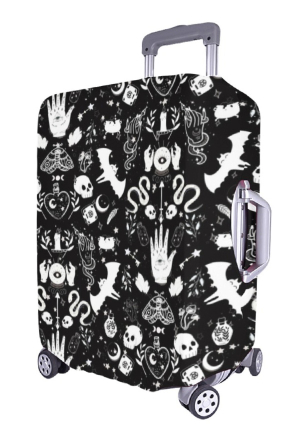 Gothic Black Witch Elements Print Carry-On Luggage Cover