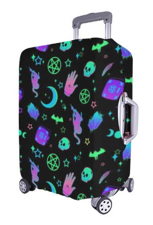Gothic Black Cyber Witch Print Carry-On Luggage Cover