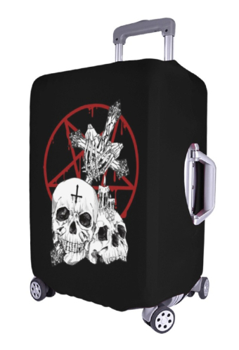 Gothic Punk Black Skeleton Print Carry-On Luggage Cover