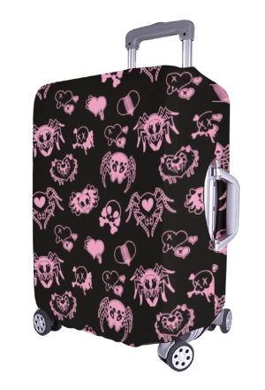 Gothic Black Pink Spider Print Carry-On Luggage Cover
