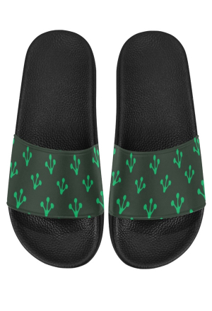 Women Summer Cute Frog Claw Print Beach Slides Black and Green Non-Slip Sandals