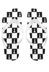 Women Black White Checkerboard Print Flip Flops for Beach and Bathing