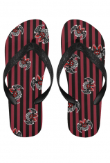 Devil Girl Striped Bat Print Flip Flops Black Red Gothic Non-Slip Slipper for Beach and Bathing