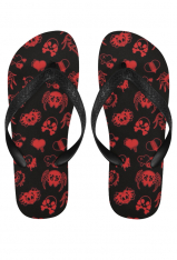 Gothic Girl Spider Heart Skull Print Flip Flops Black Red Non-Slip Slipper for Beach and Bathing