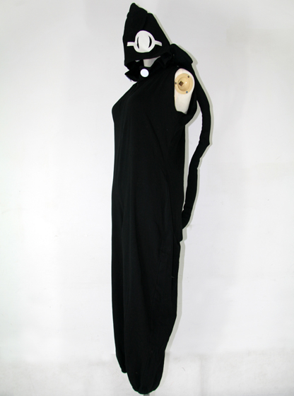 Gothic Witch Hooded Jumpsuit Black Uniform Cloth Sleeveless Halloween Costume Bodysuit