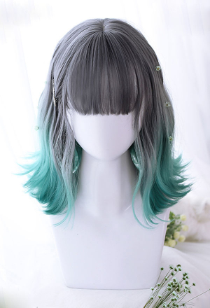 Gothic Grey Sapphire Gradient Mixed Color Short Wig