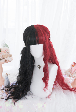 Black Red Color Gothic Gradient Wig Vampire Girl Long Curly Cosplay Wig for Halloween
