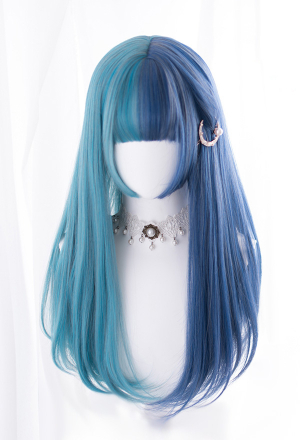 Mixed Blue Color Curly Wig Sky Blue Aegean Blue