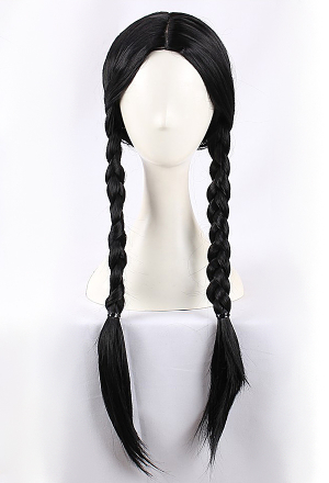 Women Black Long Two Long Braids Pigtail Wig