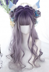 Gray Purple Gradient Gothic Witch Long Wavy Wig for Halloween