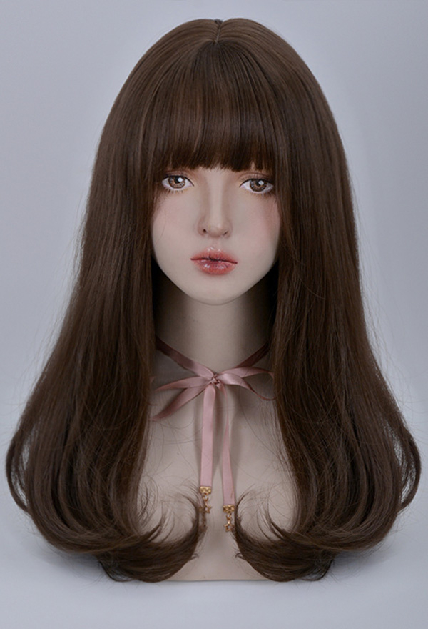 Lolita Medium Long Curly Cosplay Wig with Bangs for Halloween