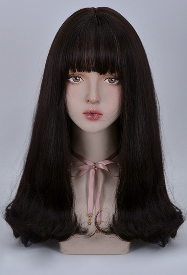Lolita Medium Long Curly Cosplay Wig with Bangs for Halloween