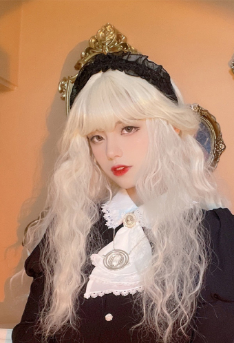 White Golden Color Wig Witch Long Noodle Curly Wig for Halloween